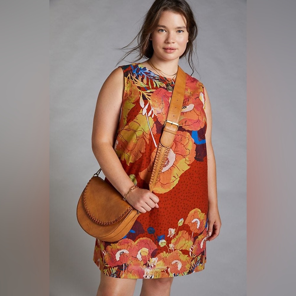Anthropologie Palm Frond Shift Mini Dress size 2X